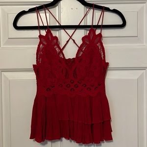 Free People Adella Cami Red
